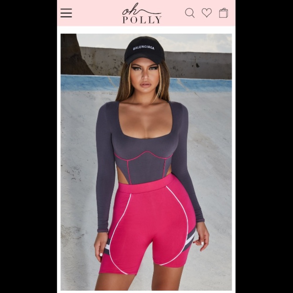 “Stay In Line” Bodysuit Thong & Cycling Shorts Set